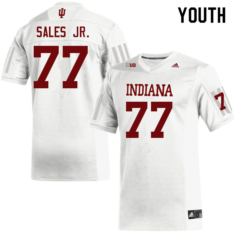 Youth #77 Joshua Sales Jr. Indiana Hoosiers College Football Jerseys Sale-White
